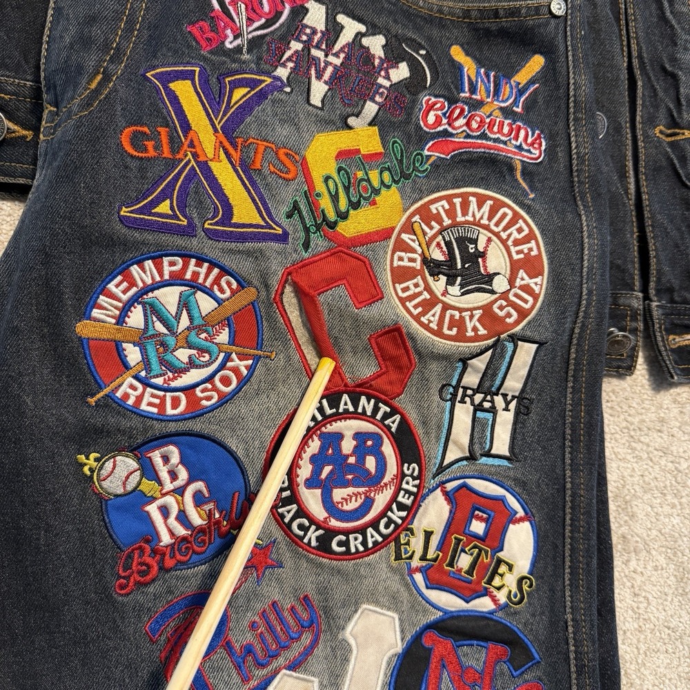 Negro League Baseball Museum NLBM NLBPA MLB Embroidered Denim Jacket Pants Set - Picture 3 of 16